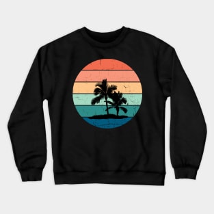 Retro Sunset with Palm Tree silhouette Crewneck Sweatshirt